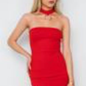 Bodycon Choker Neck Mini Dress